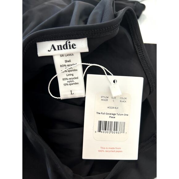 Andie Swim The Full Coverage Tulum One Piece in Black L NWT - Picture 5 of 6
